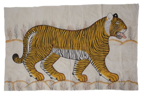 ESCUELA INDIA , "Tigre", Tela pintada sin bastidor