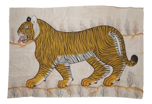 ESCUELA INDIA , "Tigre", Tela pintada sin bastidor