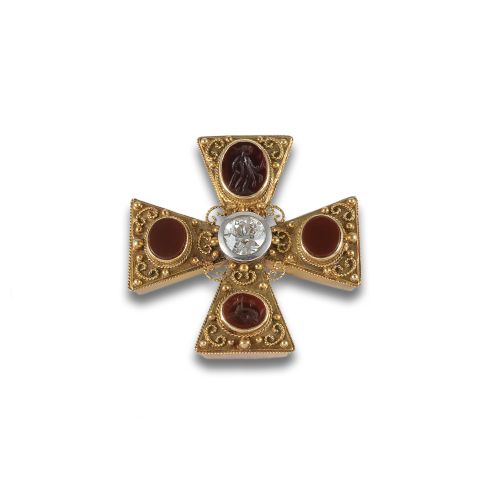 GOLD BYZANTINE CROSS WITH DIAMOND