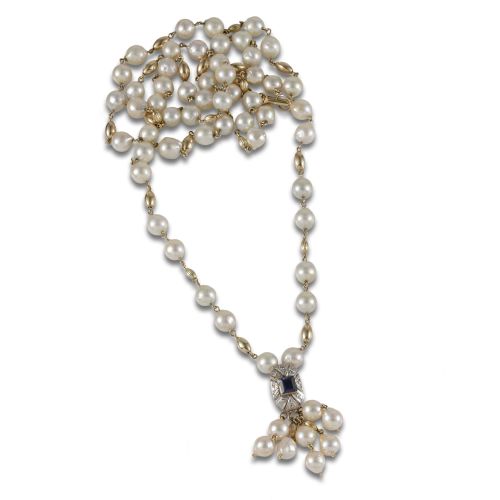 GOLD AND CULTURED PEARL NECKLACE