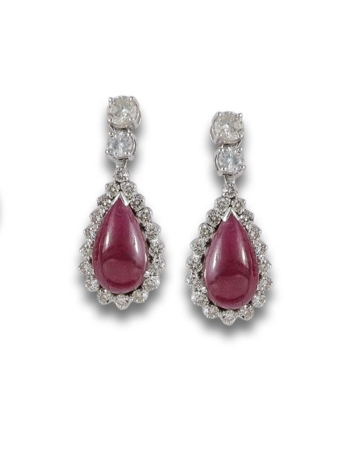 GOLD, RUBIES AND DIAMOND EARRINGS