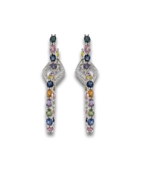 WHITE GOLD MULTI-GEM EARRINGS