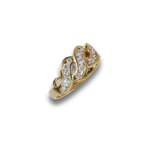 BRAIDED GOLD AND DIAMONDS RING
