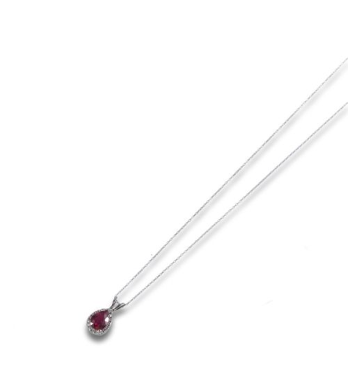 WHITE GOLD NECKLACE WITH RUBY AND DIAMONDS