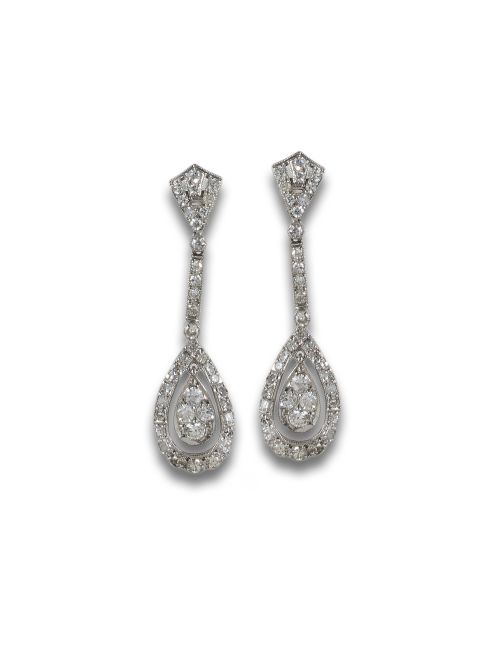 LONG PLATINUM AND DIAMOND EARRINGS