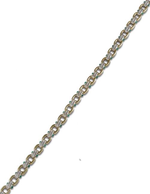 GOLD CHOKER NECKLACE WITH EMERALDS AND DIAMONDS