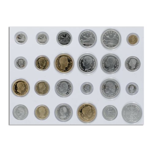 COLECCION DE 24 MONEDA DE LA HISTORIA DE LA PESETA EN PLATA