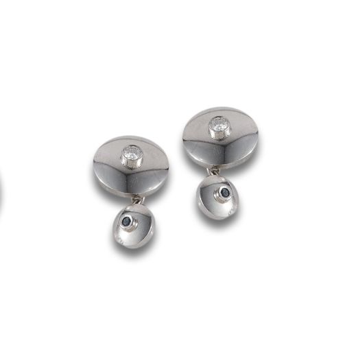 GEMELOS ORO BLANCO Y BRILLANTES