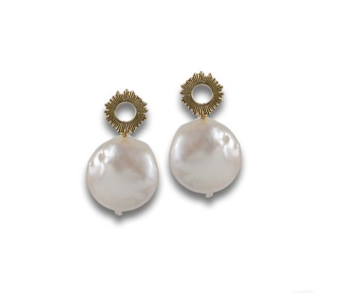 GILDED SILVER EARRING WITH BAROQUE PEARL