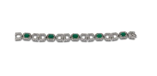 WHITE GOLD BRACELET WITH EMERALDS AND DIAMONDS