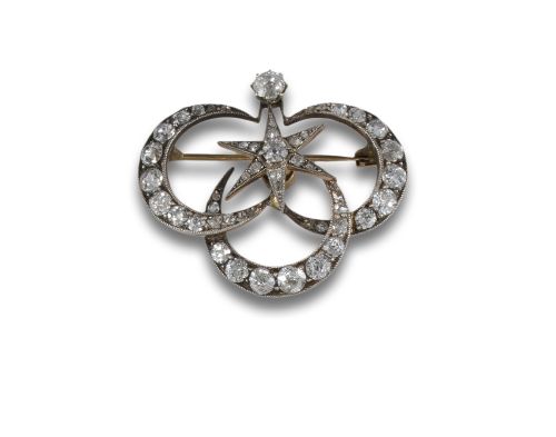 GOLD PIN AND SILVER VIEWS WITH DIAMONDS