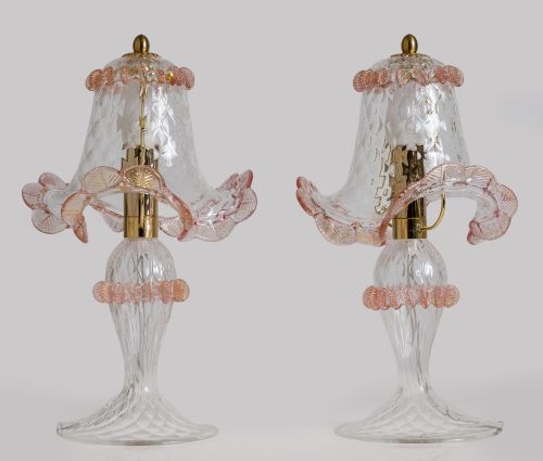 Pair of Italian Murano glass table lamps. 21st century