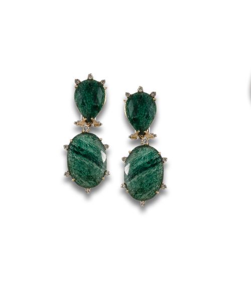 PENDIENTES DE ORO Y CUARZO AVENTURINA.