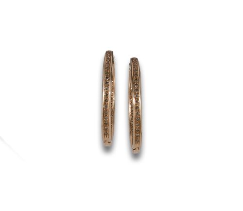 PENDIENTES CRIOLLAS DE ORO Y DIAMANTES