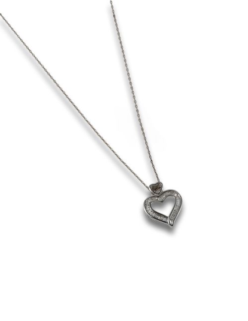 CADENA Y COLGANTE CORAZON CON DIAMANTES