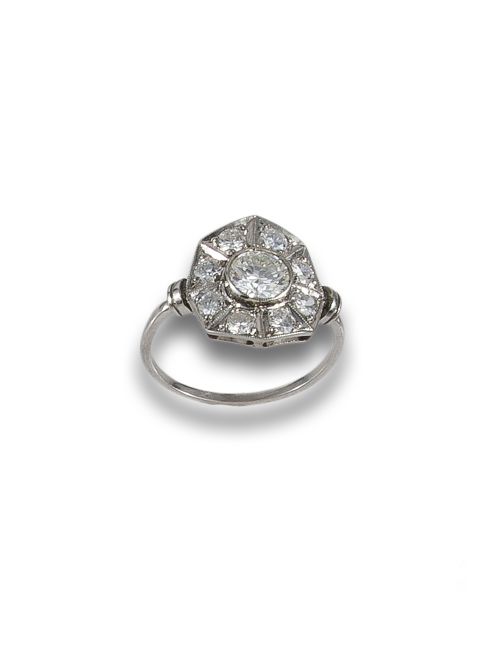 SORTIJA ESTILO ART DECO DE PLATINO Y DIAMANTES