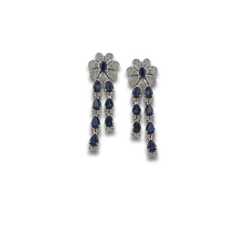 PENDIENTES DE ORO CON ZAFIROS Y DIAMANTES
