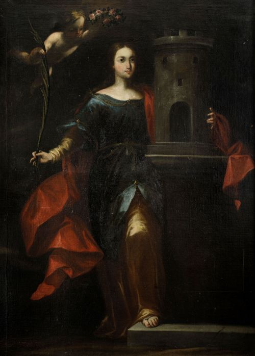 ESCUELA ESPAÑOLA, SPANISH SCHOOL (17th CENTURY) "Santa Barb