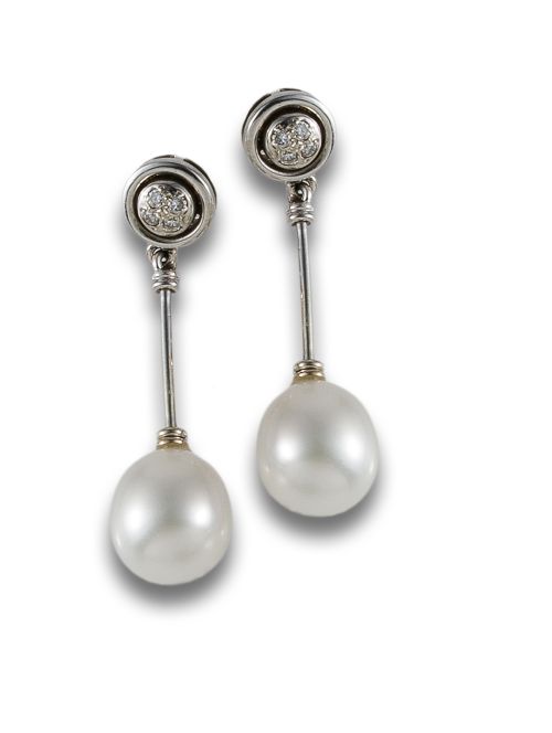 GOLD, PEARL AND DIAMOND EARRINGS