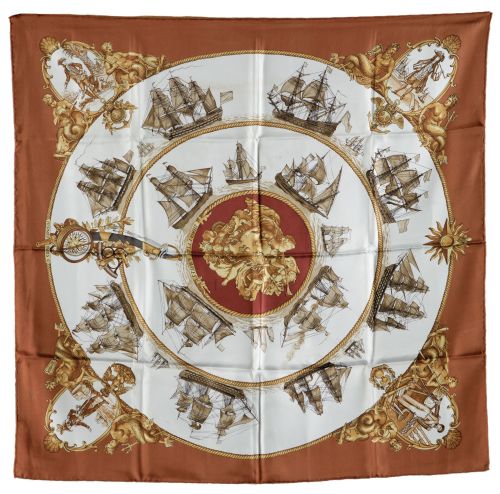 Double-sided Hermès twill scarf, 100% silk, hand-stitched h