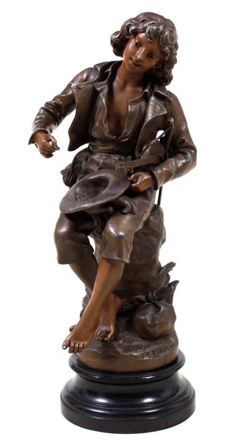 ESCUELA FRANCESA , “Niño”, Escultura de calamina sobre base