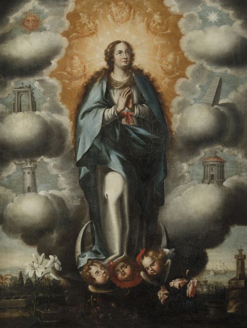 ESCUELA ESPAÑOLA, "Inmaculada Concepción", Óleo sobre lienz