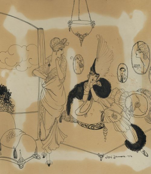 JOSÉ DE ZAMORA, “Mujeres de la Belle epoque”, 1914, Tintas 