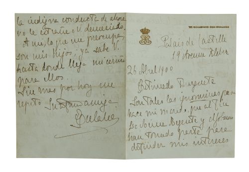 Letter from Infanta Eulalia de Borbon y Borbon in the year