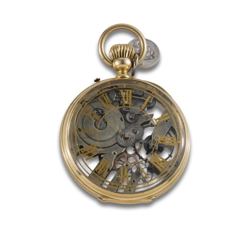 GOLD SKELETON WATCH.