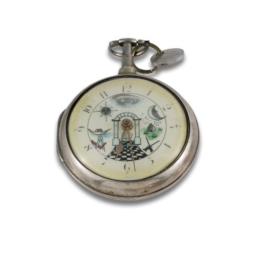Masonic Silver Catalyst Clock ca. 1865.