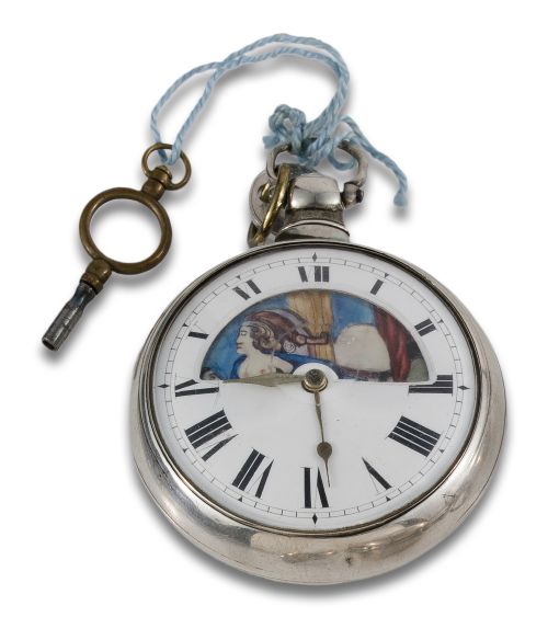PORNOGRAPHIC SILVER CLOCK CA. 1830.