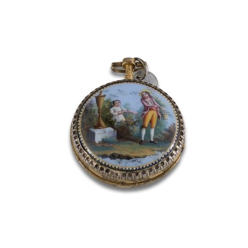 LEPINE CLOCK IN METAL AND ENAMELS CA. 1860