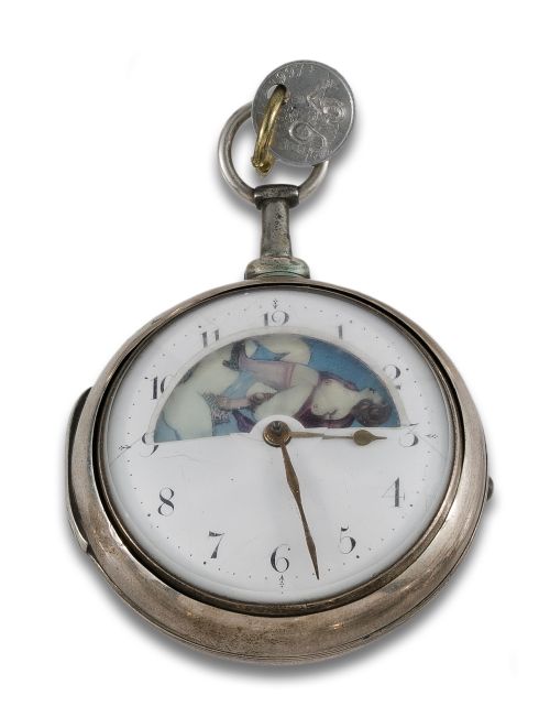 PORNOGRAPHIC SILVER WATCH BY JAMES BAYLEY. CA. 1810