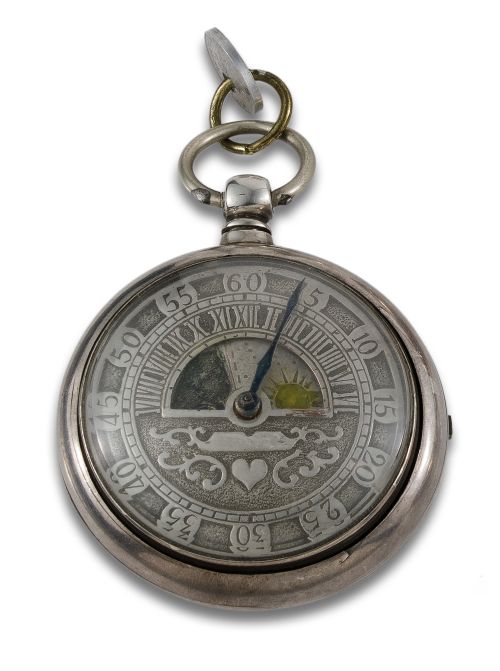 CATALINO SILVER CLOCK BY JODHUA FARRER. CA 1805.