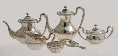 Juego de té en plata española ley 916, S. XX