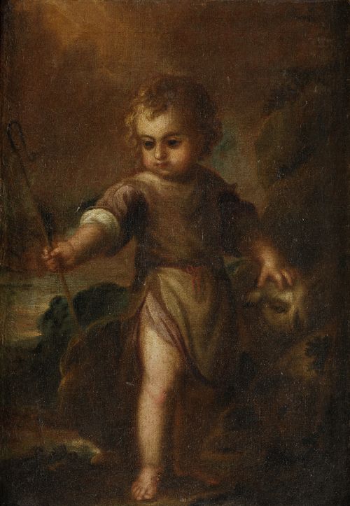 ESCUELA GRANADINA , "San Juanito", Óleo sobre lienzo.