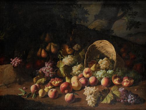 MANUEL VENTURA  MILLÁN, "Bodegón con frutas", Óleo sobre li