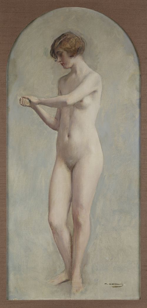 RAMÓN  CASAS Y CARBO, "Desnudo", h. 1910., Óleo sobre lienz