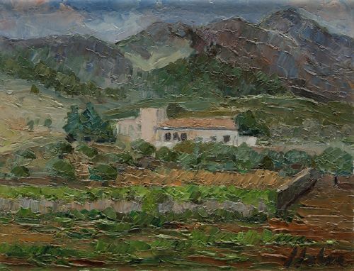  ESCUELA ESPAÑOLA, "Paisaje", Óleo sobre lienzo