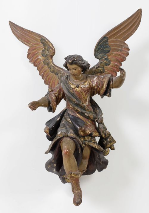 ESCUELA ANDALUZA , "Ángel lamparero", Escultura de madera t