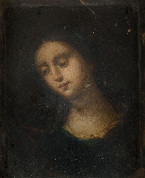 ESCUELA ITALIANA, "Santa María Magdalena", Óleo sobre cobr