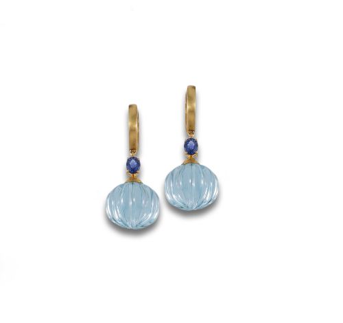 PENDIENTES ORO 14K, ZAFIRO TOPACIO