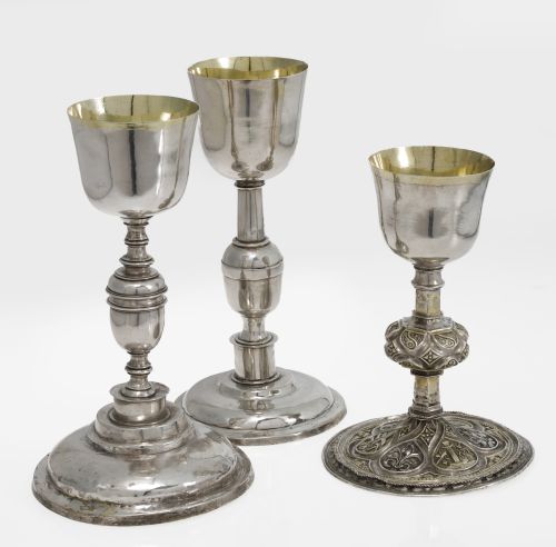 Lote de tres cálices de plata S.XIX