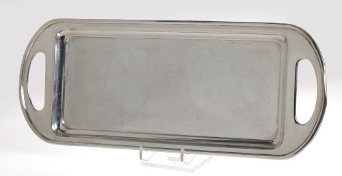 Bandeja rectangular de plata con asas, Jiménez Reyes, ley 9