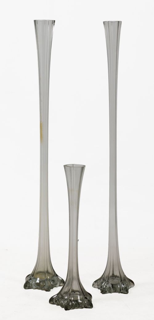 Tres jarrones de cristal soplado, S. XX