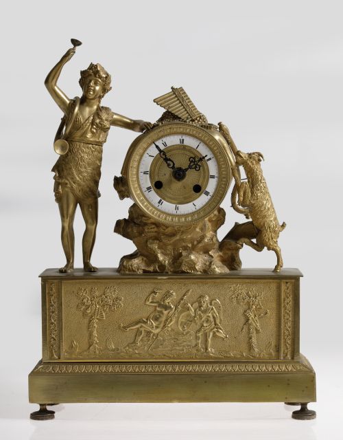 Reloj de estilo Imperio de bronce dorado al mercurio, Franc