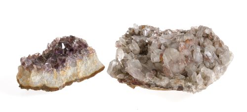 Lote de dos geodas de amatista y cuarzo rosa