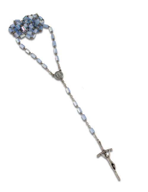 ROSARIO DEL PAPA JUAN PABLO SEGUNDO DE METAL PLATEADO