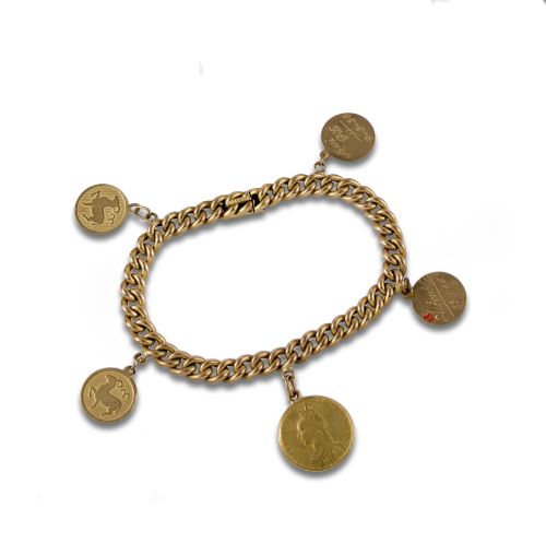 PULSERA Y 5 COLGANTES DE ORO