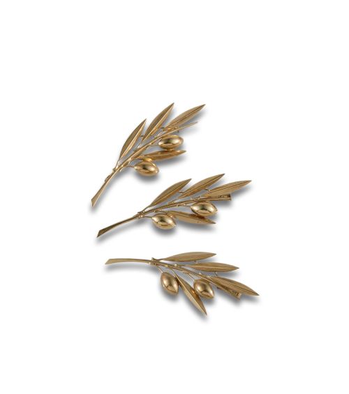 TRES ALFILERES EN FORMA DE OLIVO EN ORO